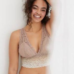 Aerie Lace Bralette in Cream and Brown Ombre